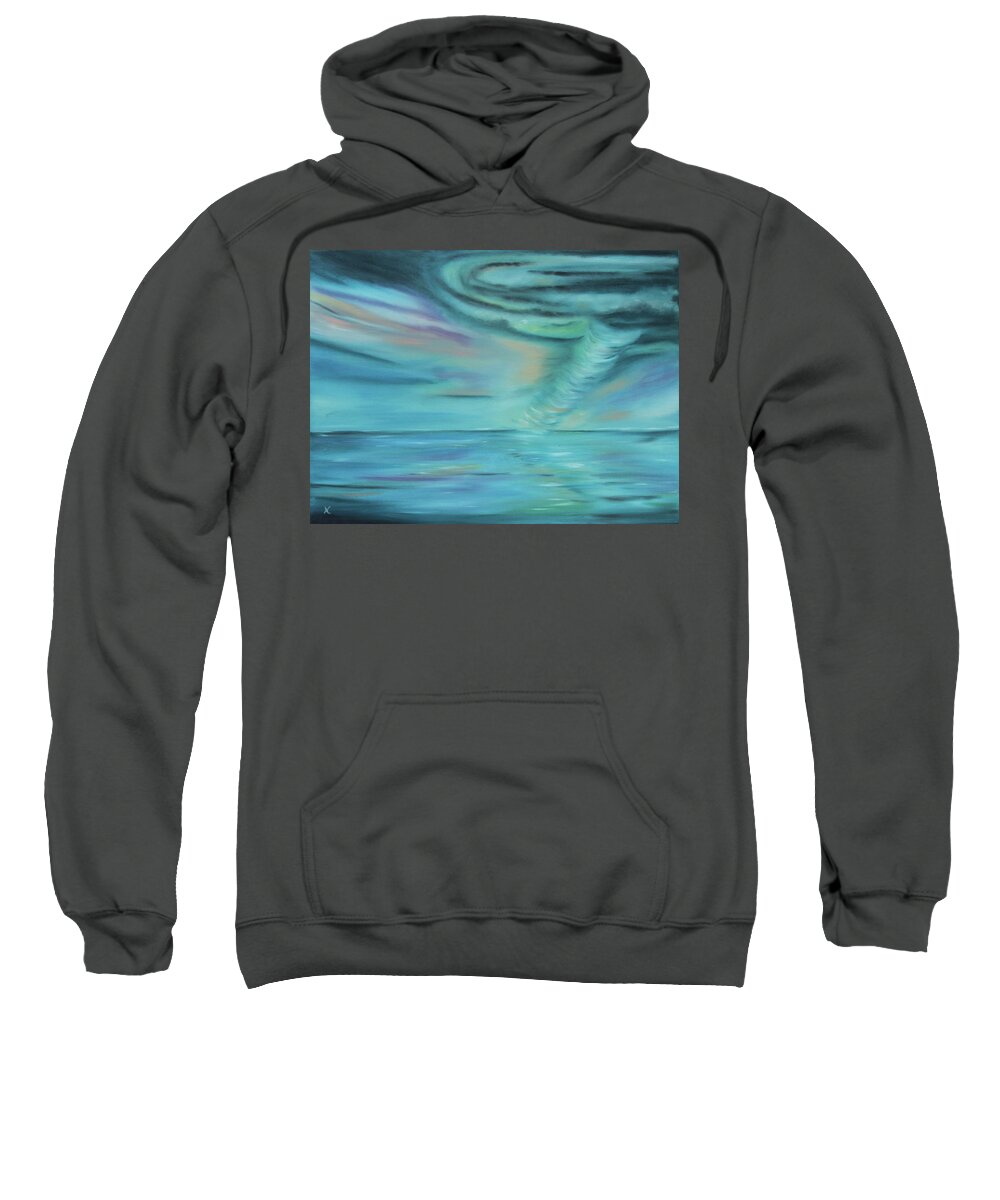 Blue Sweatshirt featuring the painting Mad Blue by Neslihan Ergul Colley