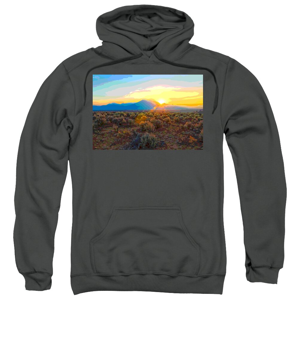 Dawn Sweatshirt featuring the painting Magic over Taos by Charles Muhle