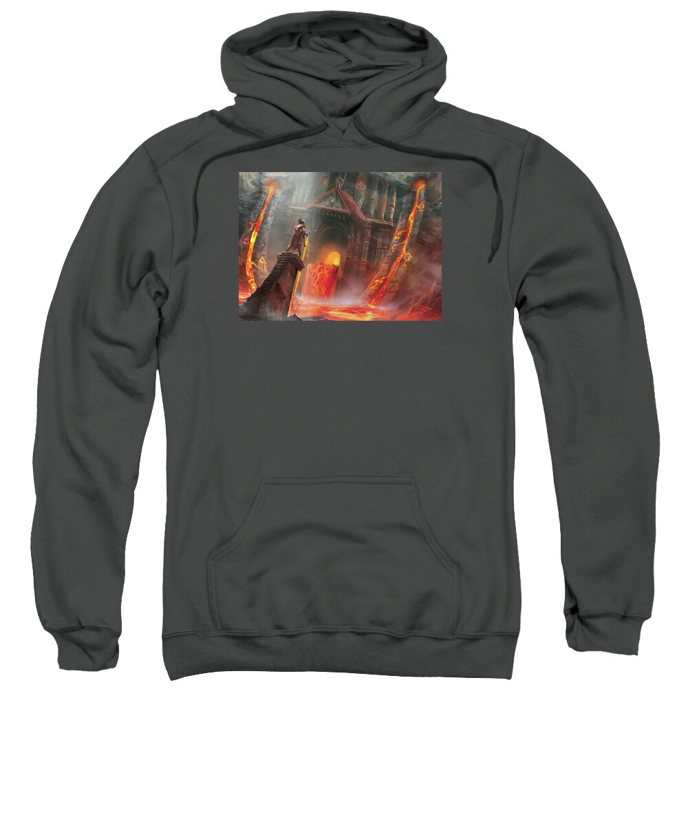 Magic The Gathering Sweatshirt featuring the digital art Magmatic Insight by Ryan Barger
