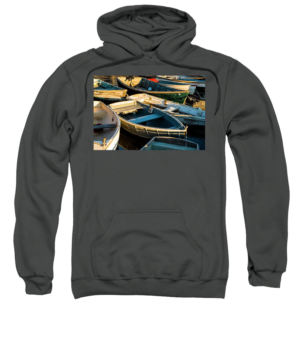 Maine Sweatshirt featuring the photograph Maine Boats at Sunset by Ranjay Mitra