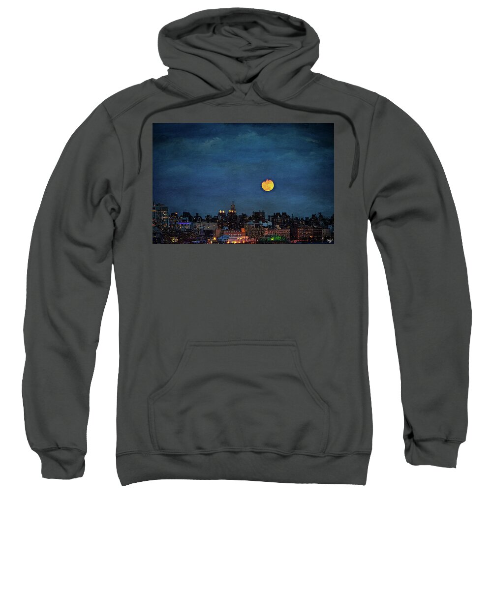 Manhattan Sweatshirt featuring the photograph Manhattan Moonrise by Chris Lord
