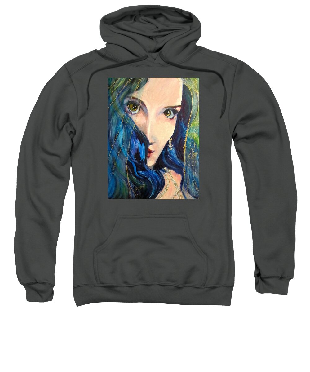 Portrait Sweatshirt featuring the painting Mariah Blue by Barbara O'Toole