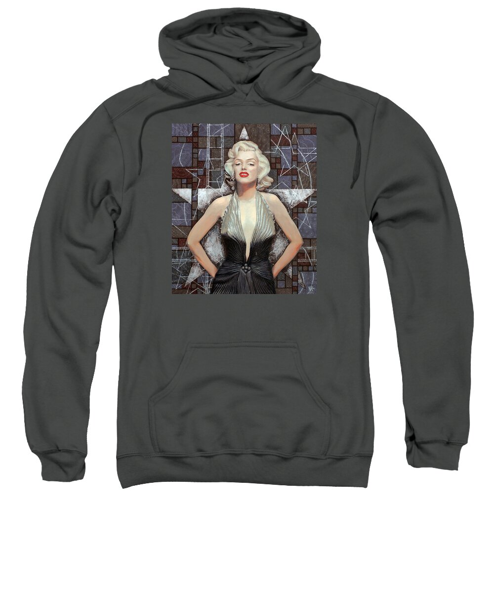 Marilyn Monroe Sweatshirt featuring the painting Marilyn Monroe, Old Hollywood, celebrity art, famous woman, brightest blonde by Julia Khoroshikh