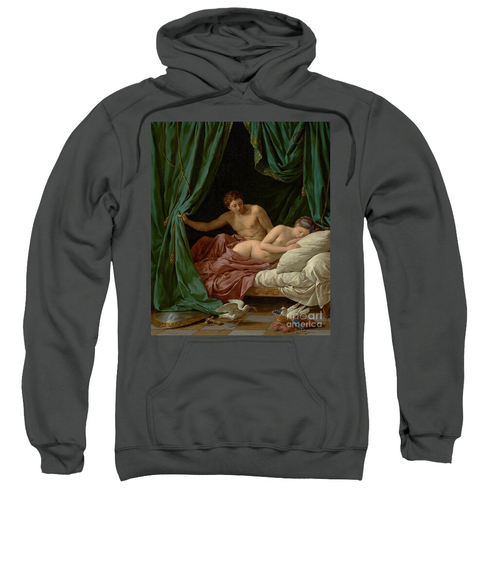 Lagrenee Sweatshirt featuring the painting Mars and Venus, Allegory of Peace, 1770 by Louis Jean Francois Lagrenee I