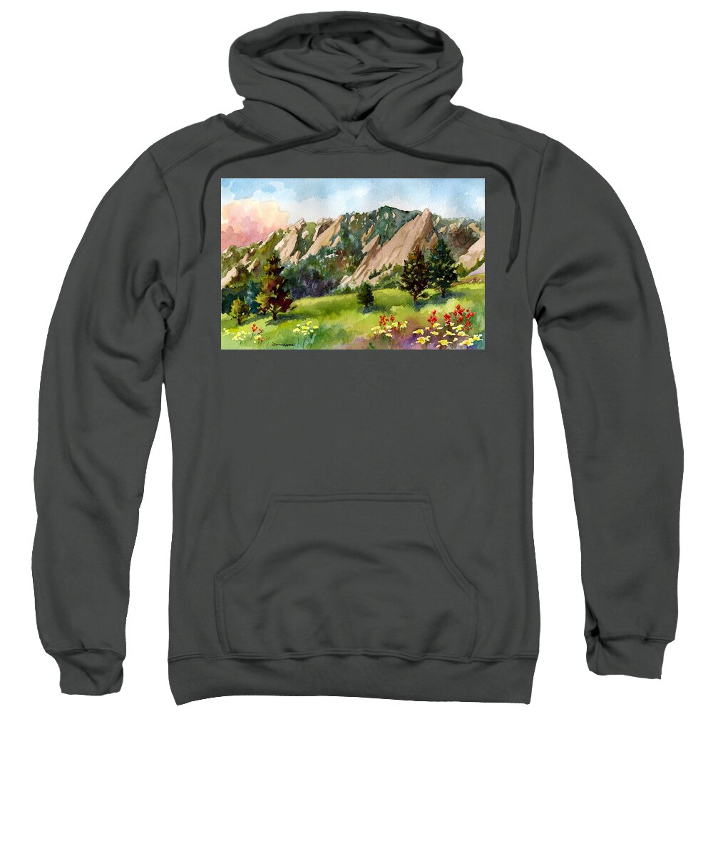 Mountains Art Paintings Sweatshirt featuring the painting Meadow at Chautauqua by Anne Gifford