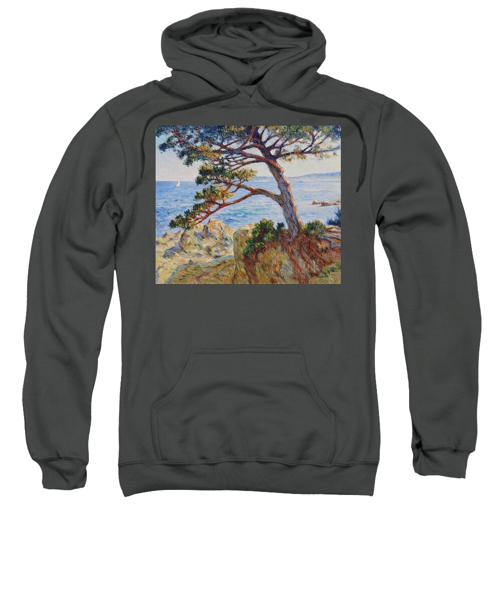Sea Sweatshirt featuring the painting Mediterranean Sea by Pierre Dijk