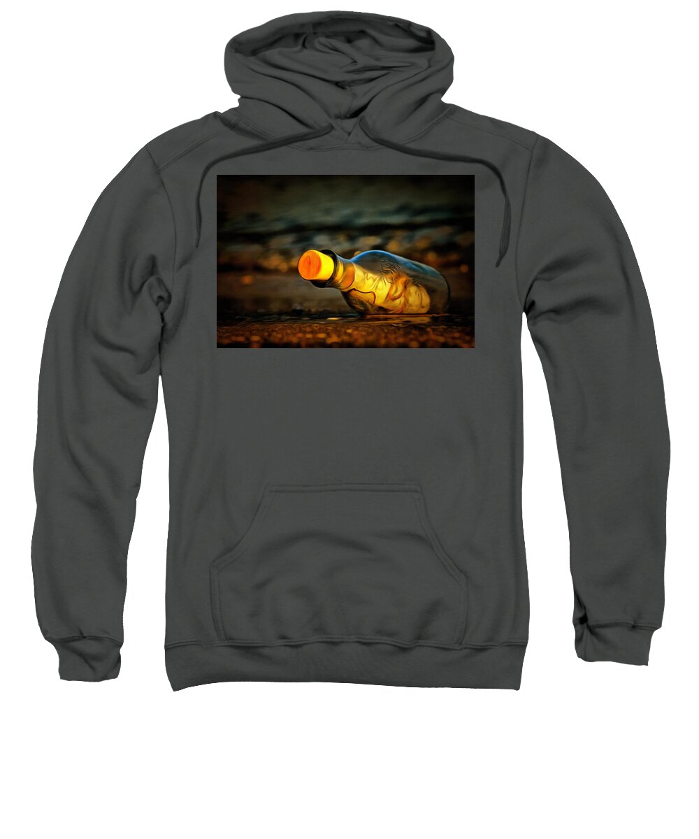 Message In A Bottle Sweatshirt featuring the painting Message in a bottle by Harry Warrick
