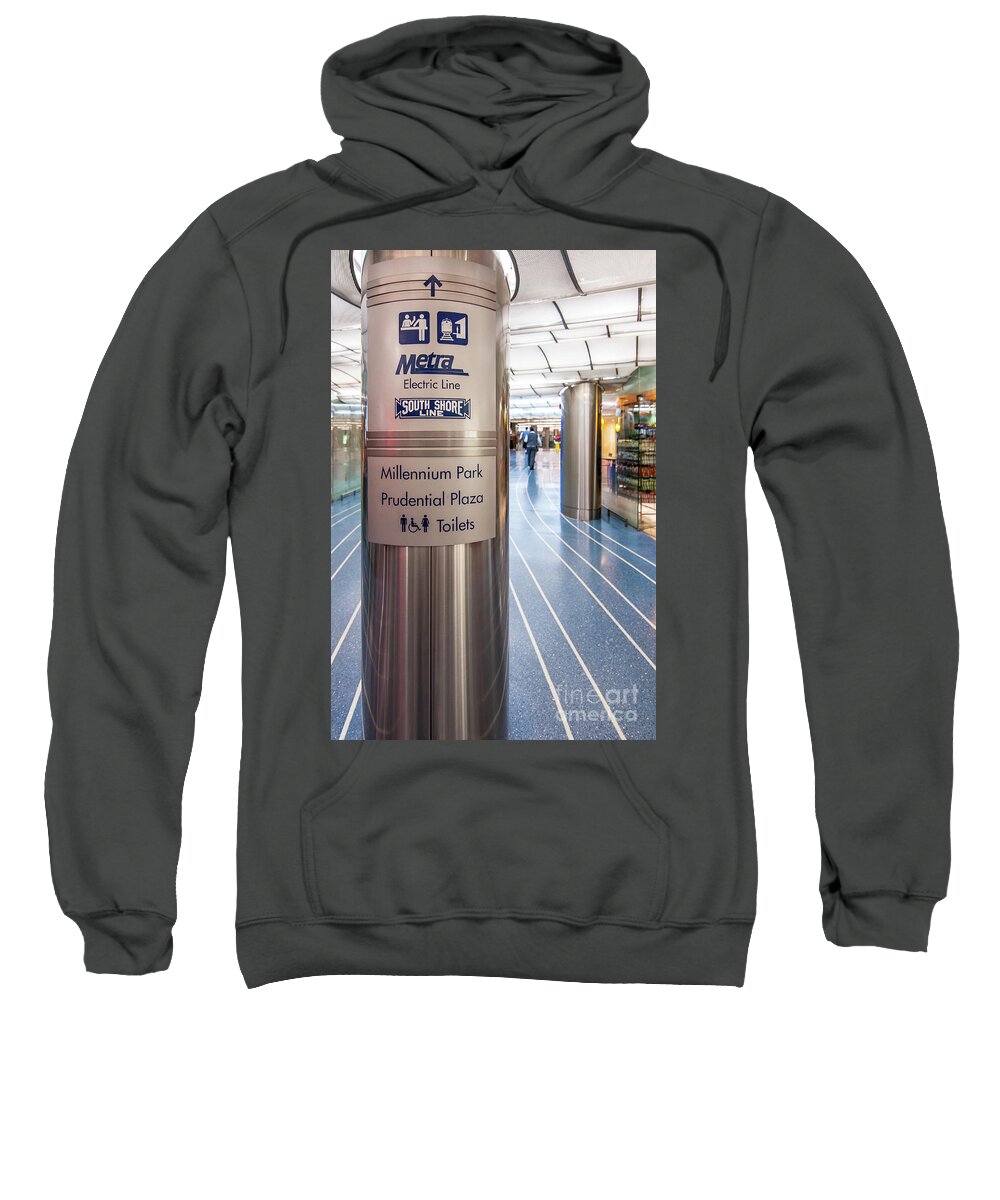 Chicago Sweatshirt featuring the photograph Metra Electric Line Column Sign by David Levin