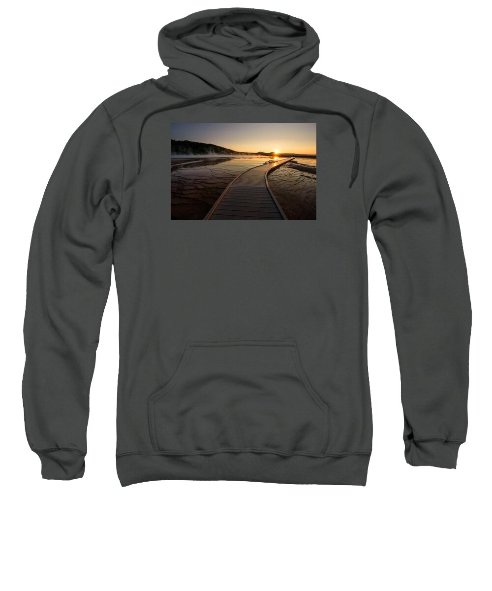 Yellowstone National Park Sweatshirt featuring the photograph Midway Basin Sunset by Dan Mihai