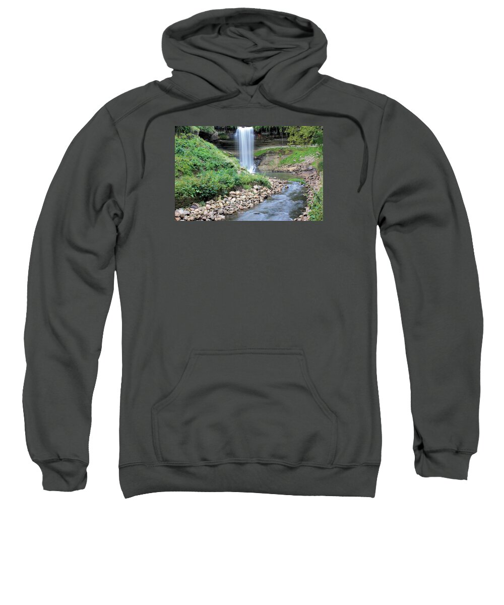 Minnehaha Falls Sweatshirt featuring the photograph Minnehaha Falls Downstream by Kristin Elmquist