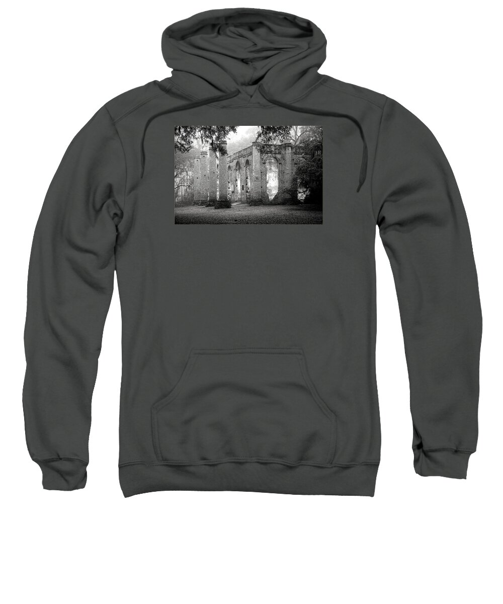 'old Sheldon Church' Sweatshirt featuring the photograph Misty Ruins by Scott Hansen