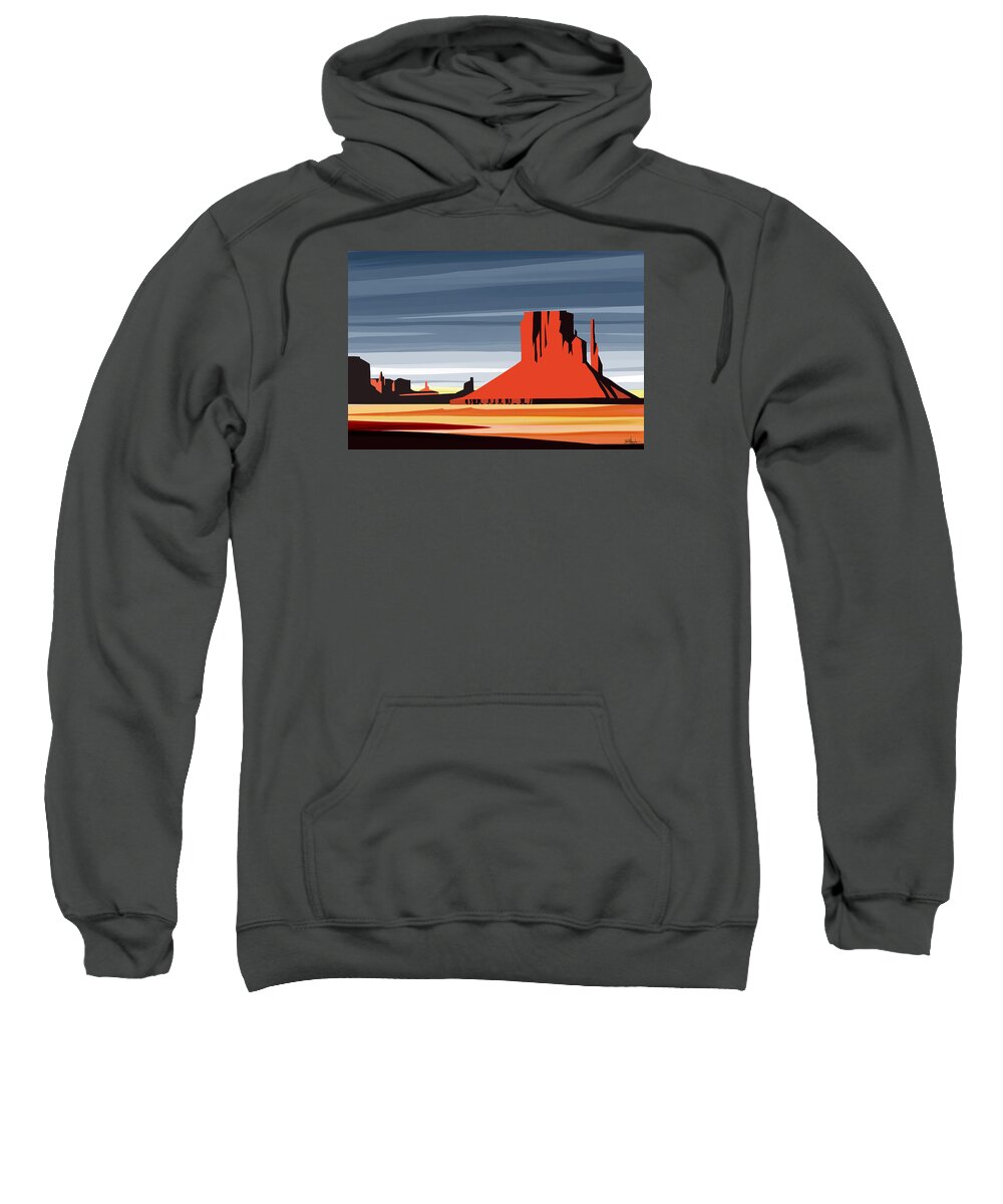 Arizona Landscape Painting Sweatshirt featuring the painting Monument Valley sunset digital realism by Sassan Filsoof