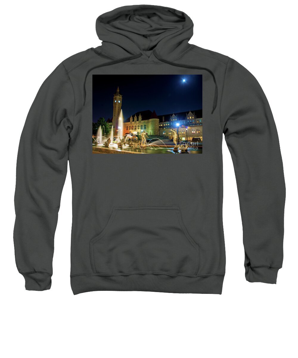 St Louis Sweatshirt featuring the photograph Moon Over The Station by Tim Mulina