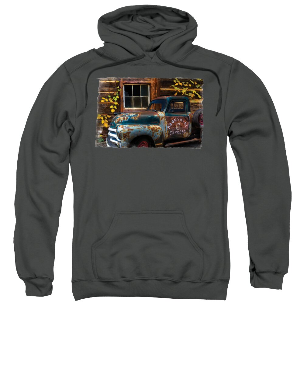 1950s Sweatshirt featuring the photograph Moonshine Express Bordered by Debra and Dave Vanderlaan
