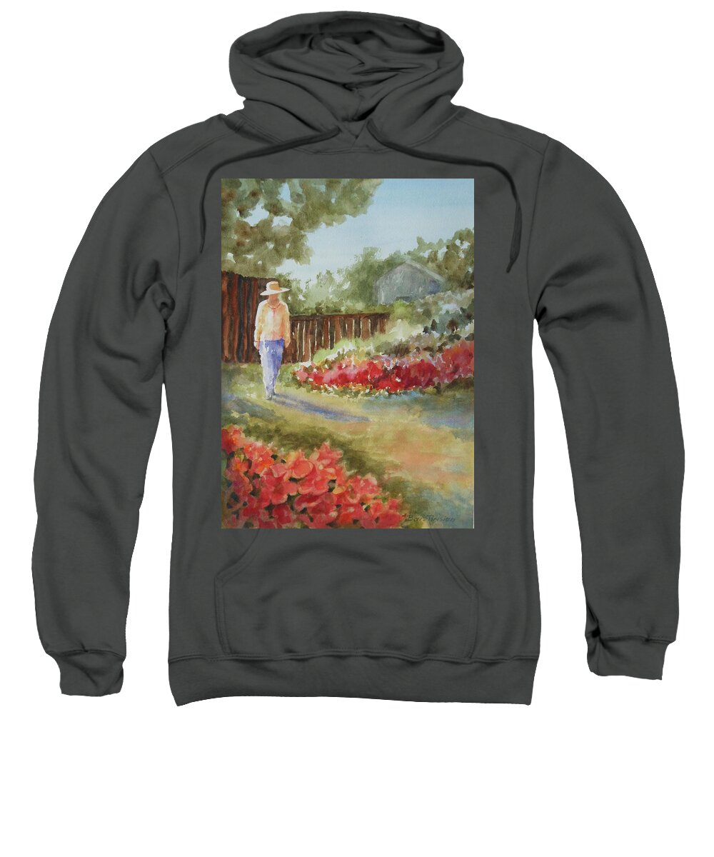 Garden Sweatshirt featuring the painting Morning in the Garden by Barbara Parisien