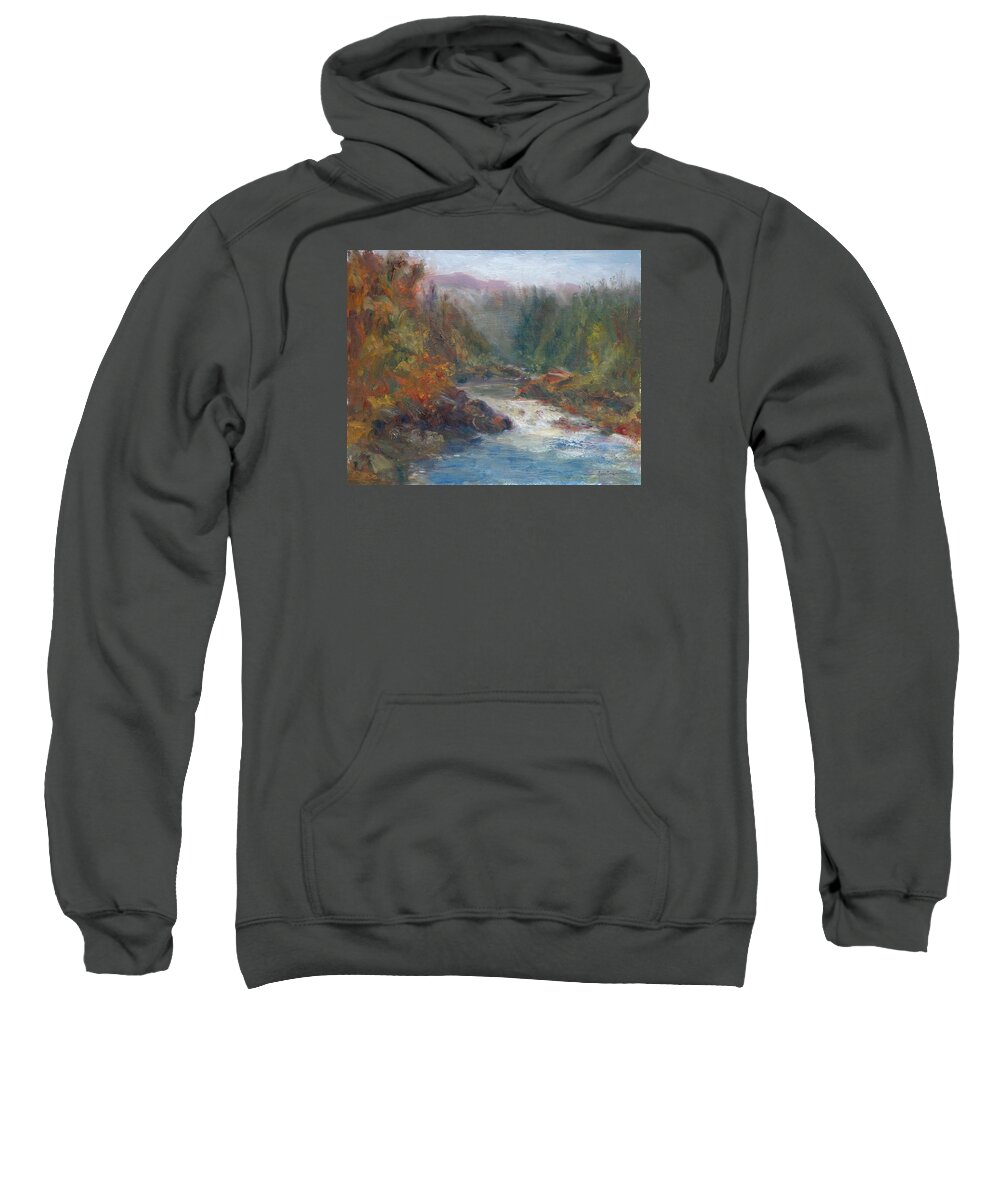 Quin Sweetman Sweatshirt featuring the painting Morning Muse - Original Contemporary Impressionist River Painting by Quin Sweetman