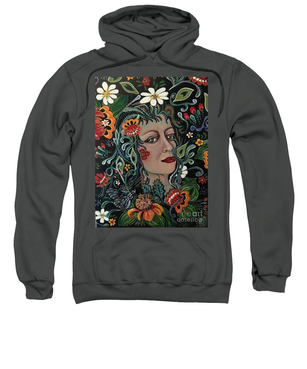 Flowers Sweatshirt featuring the painting Mother Nature by Linda Markwardt