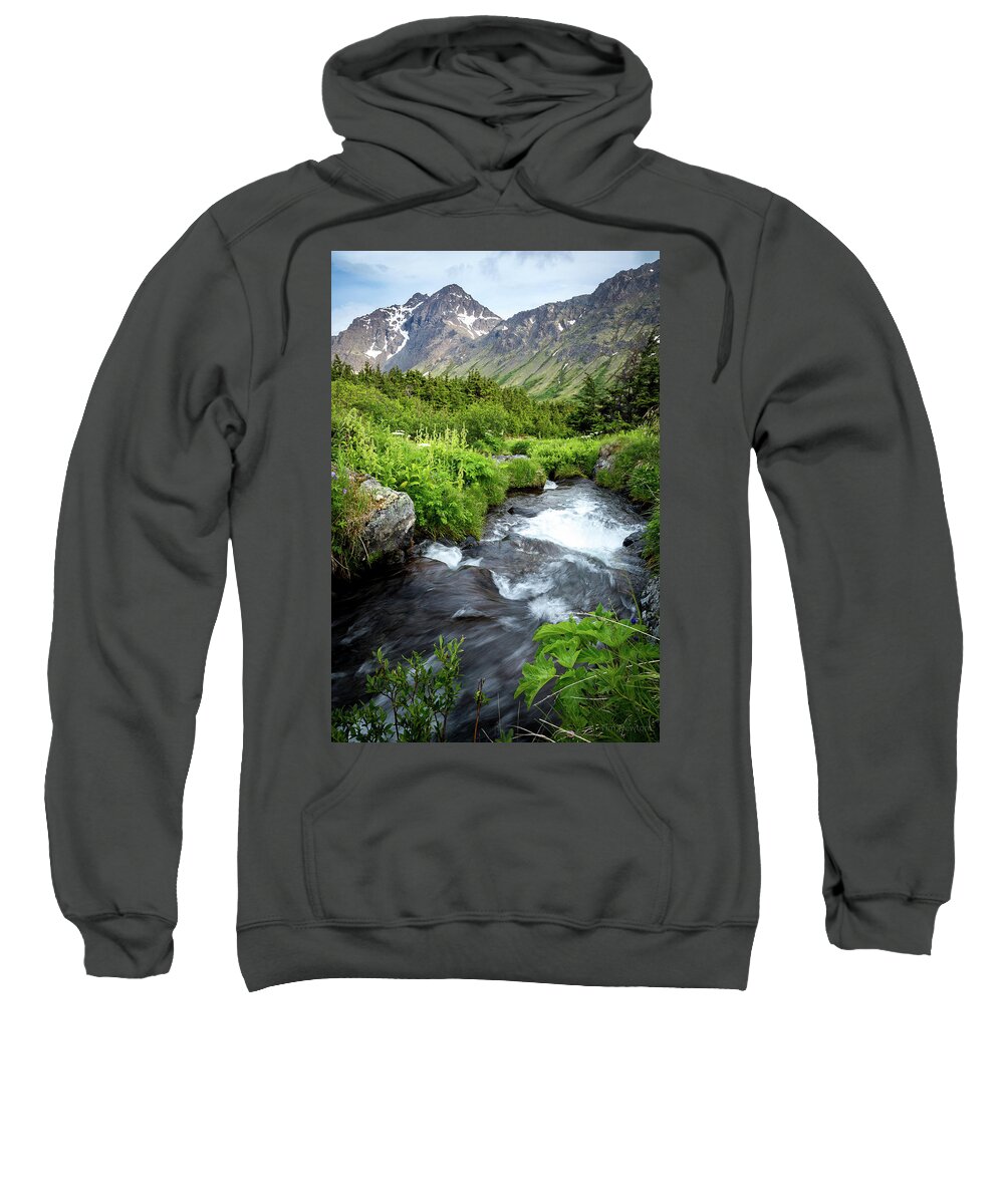 Alaska Sweatshirt featuring the photograph Mountain Creek in Early Summer by Tim Newton