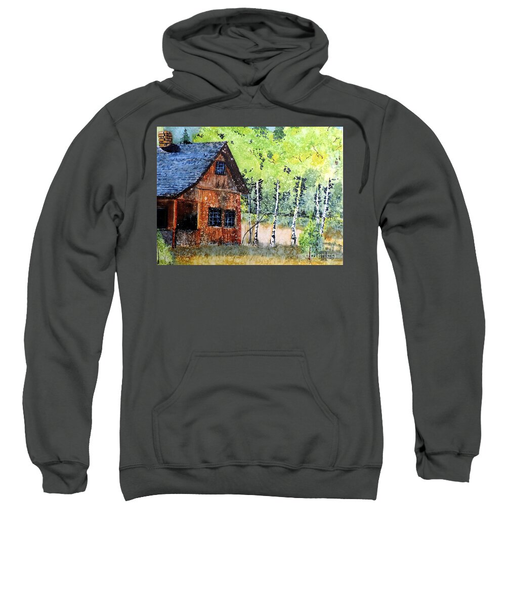 Watercolor Sweatshirt featuring the painting Mountain Home by Tom Riggs