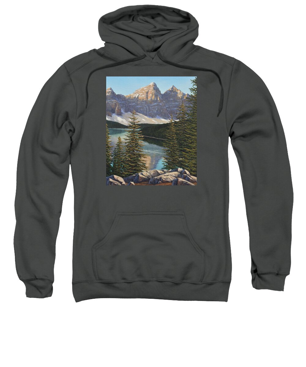 Jake Vandenbrink Sweatshirt featuring the painting Mountain Sunrise by Jake Vandenbrink
