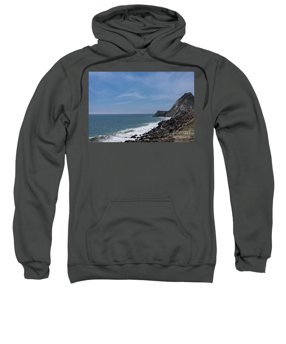 Central Coast May 2018 Sweatshirt featuring the photograph Mugu Rock and Sea by Jeff Hubbard