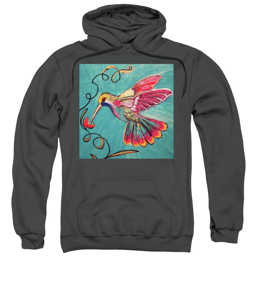 Birds Sweatshirt featuring the painting Multicolored Hummingbird by Julie Belmont