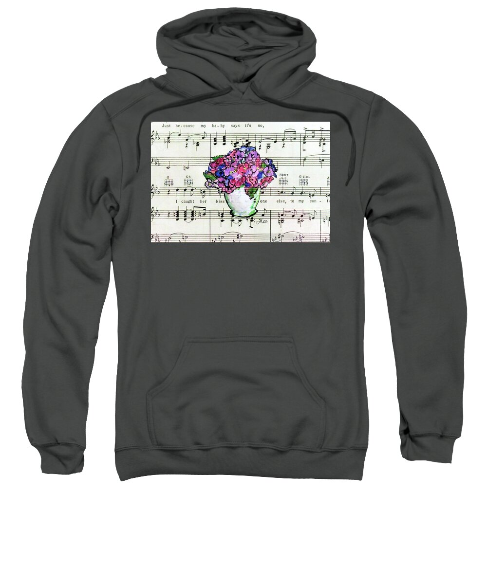 Floral Sweatshirt featuring the mixed media Musical Flora by Tracey Lee Cassin