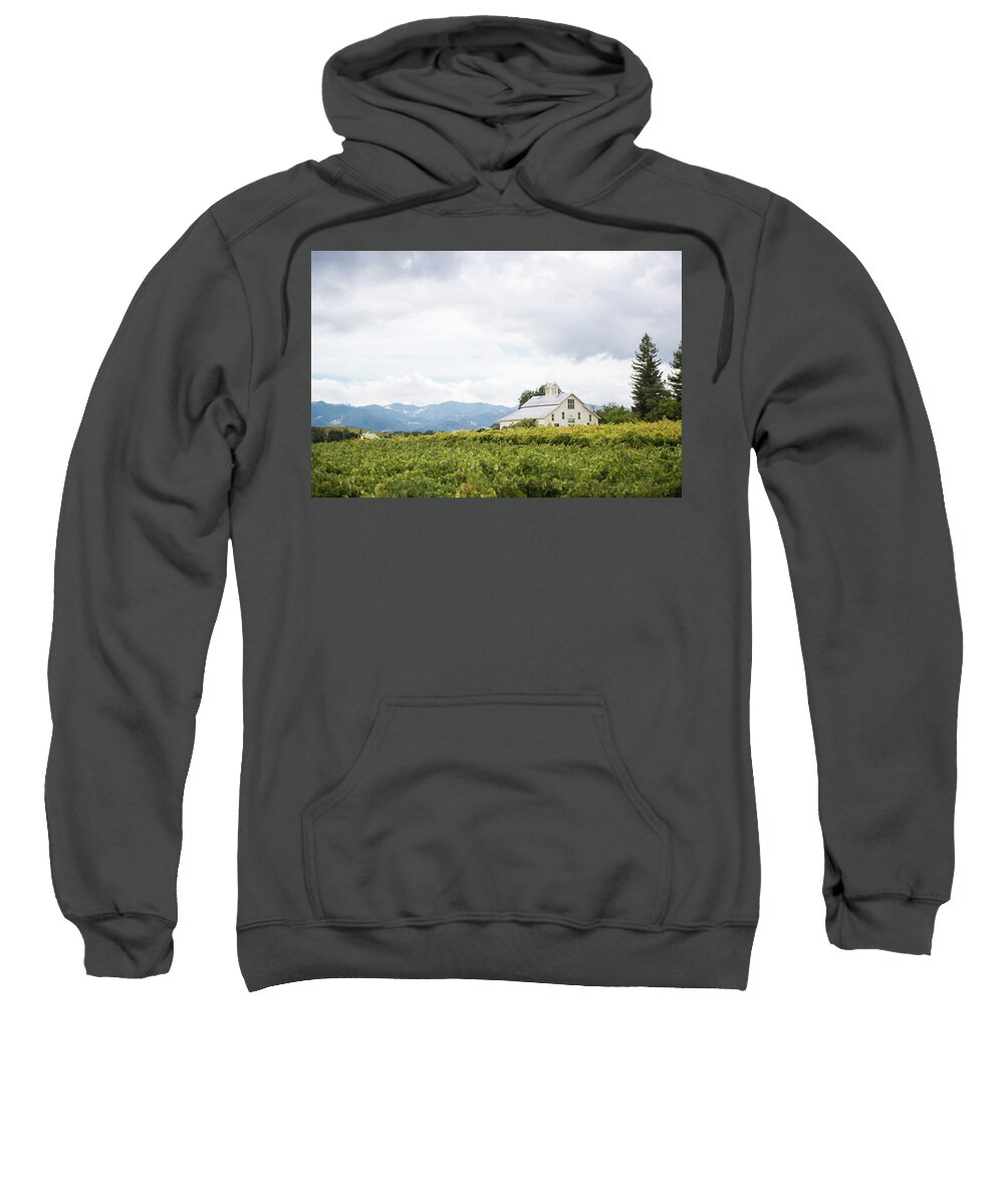 Napa Valley Sweatshirt featuring the photograph Napa Valley White Barn by Aileen Savage