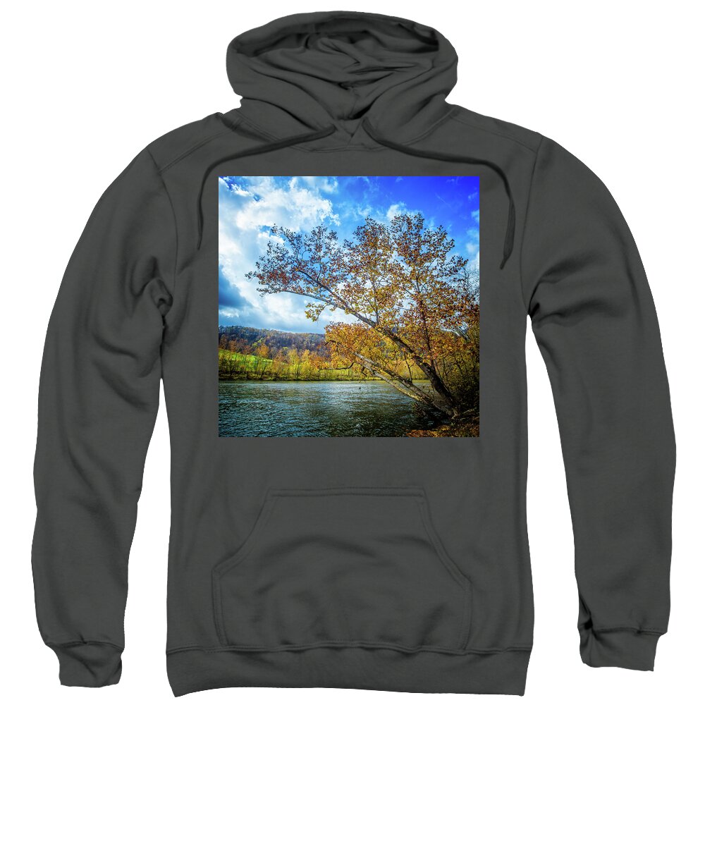 Landscape Sweatshirt featuring the photograph New River in Fall by Joe Shrader