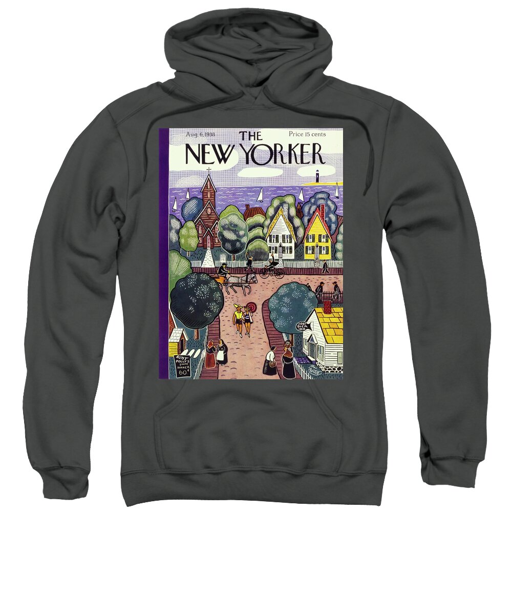 Maine Sweatshirt featuring the painting New Yorker August 6, 1938 by Charles E Martin