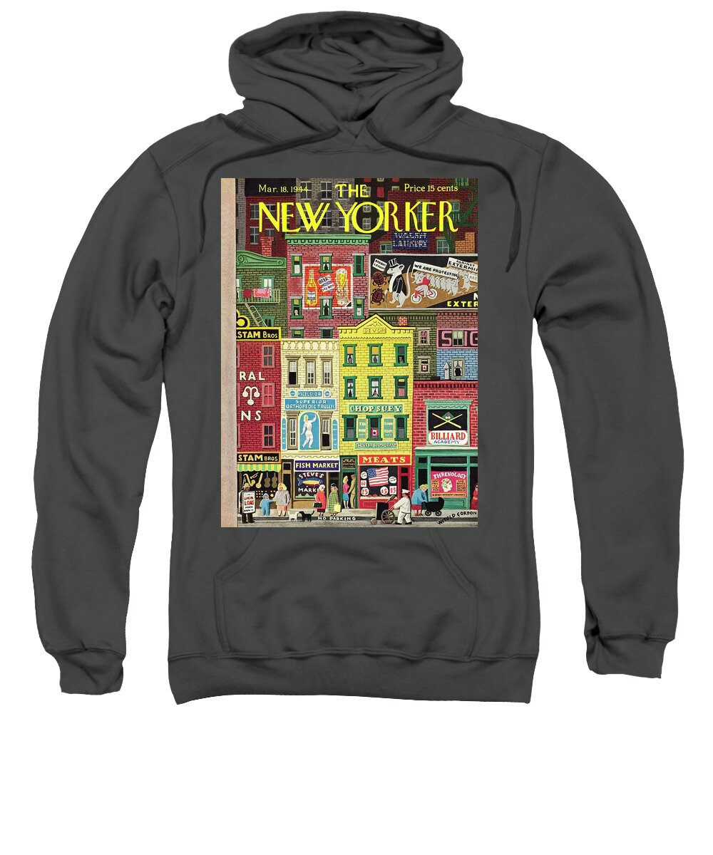 Street Sweatshirt featuring the painting New Yorker March 18 1944 by Witold Gordon