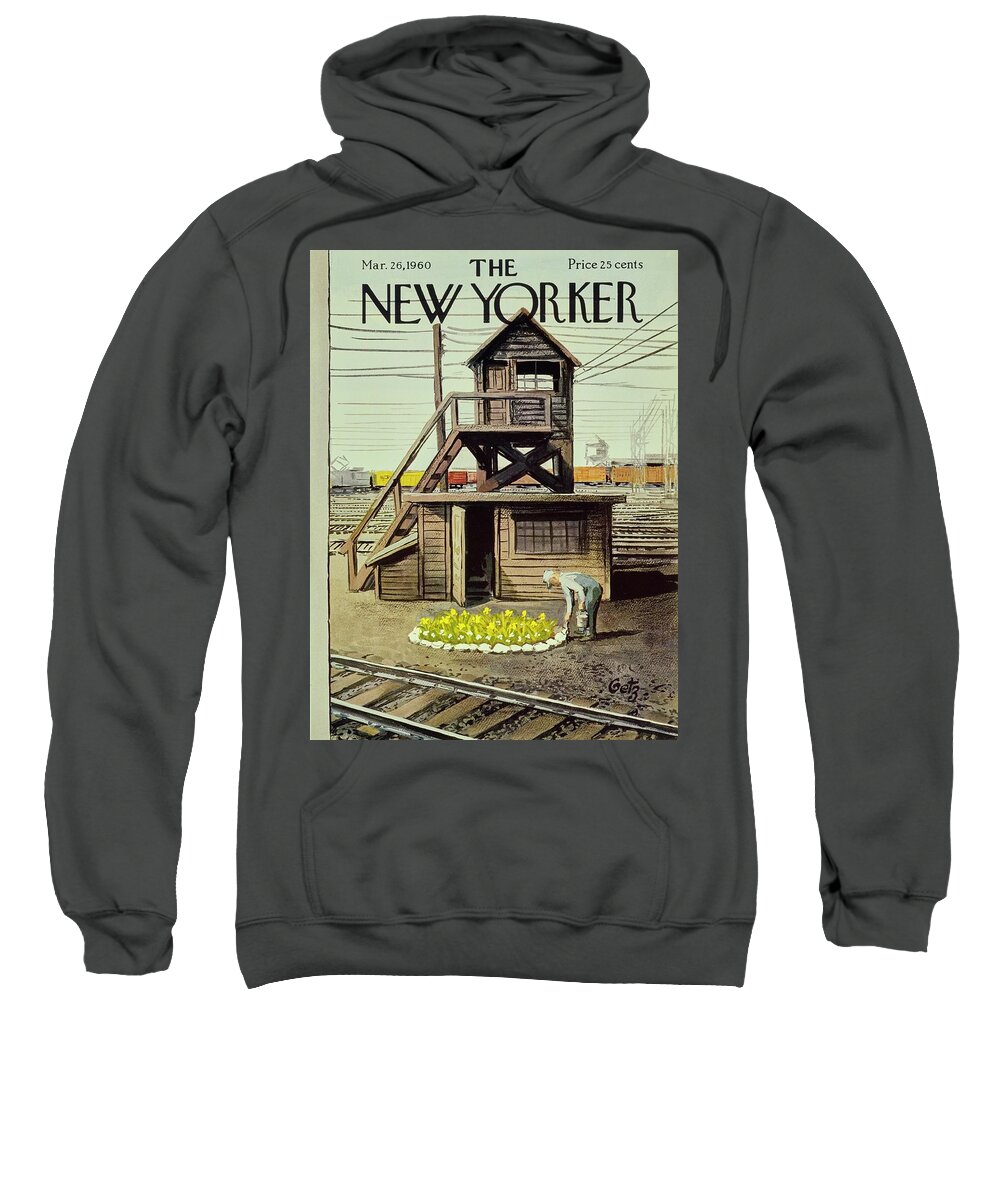 Illustration Sweatshirt featuring the painting New Yorker March 26 1960 by Arthur Getz