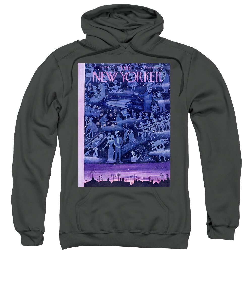 Rooftops Sweatshirt featuring the painting New Yorker October 24 1953 by Charles E Martin