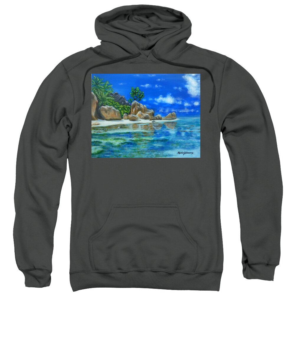 Nina's Beach Sweatshirt featuring the painting Nina's Beach by Amelie Simmons