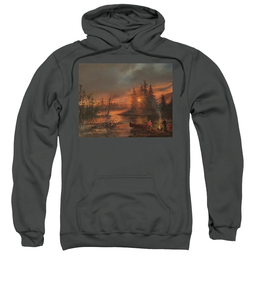Lake Sweatshirt featuring the painting Northern Solitude by Tom Shropshire