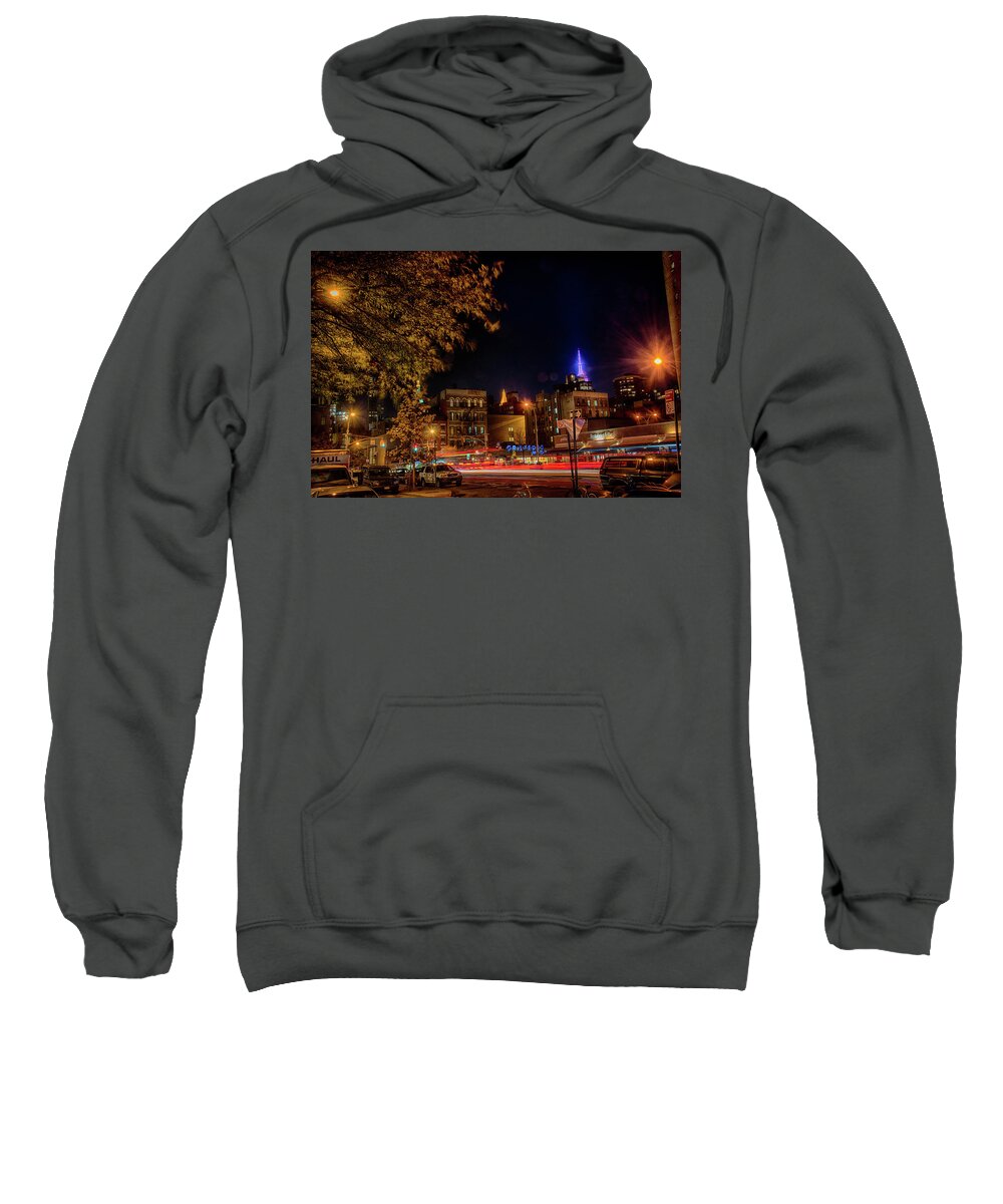  Sweatshirt featuring the photograph NYC at night by Alan Goldberg