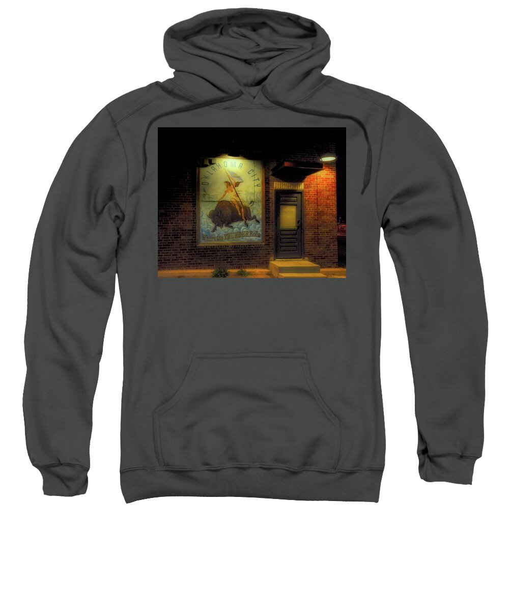 Architecture Sweatshirt featuring the photograph Oklahoma City Where The Thunder Rolls Sign by Bert Peake