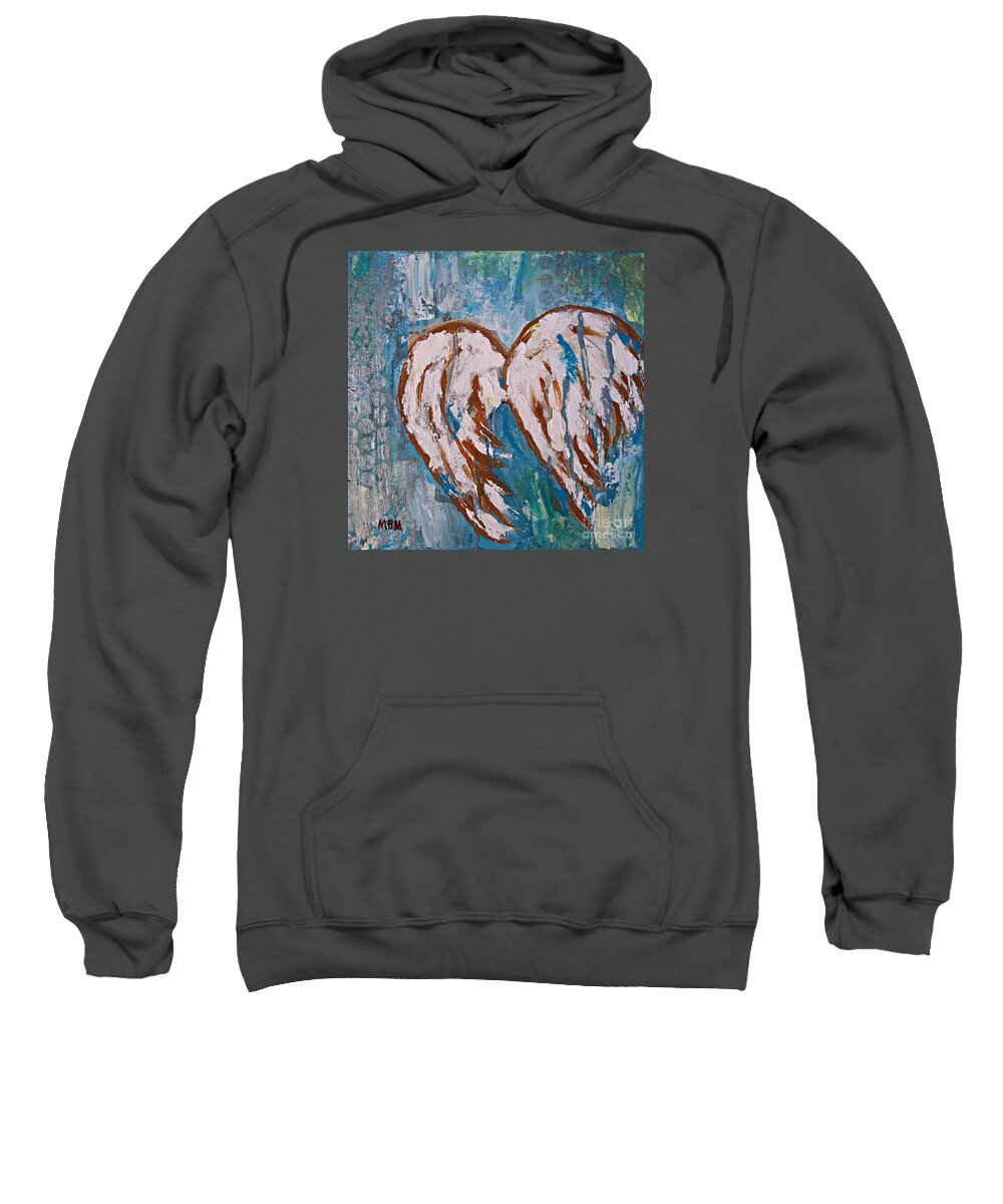 Angel Sweatshirt featuring the painting On Angel Wings by Mary Mirabal