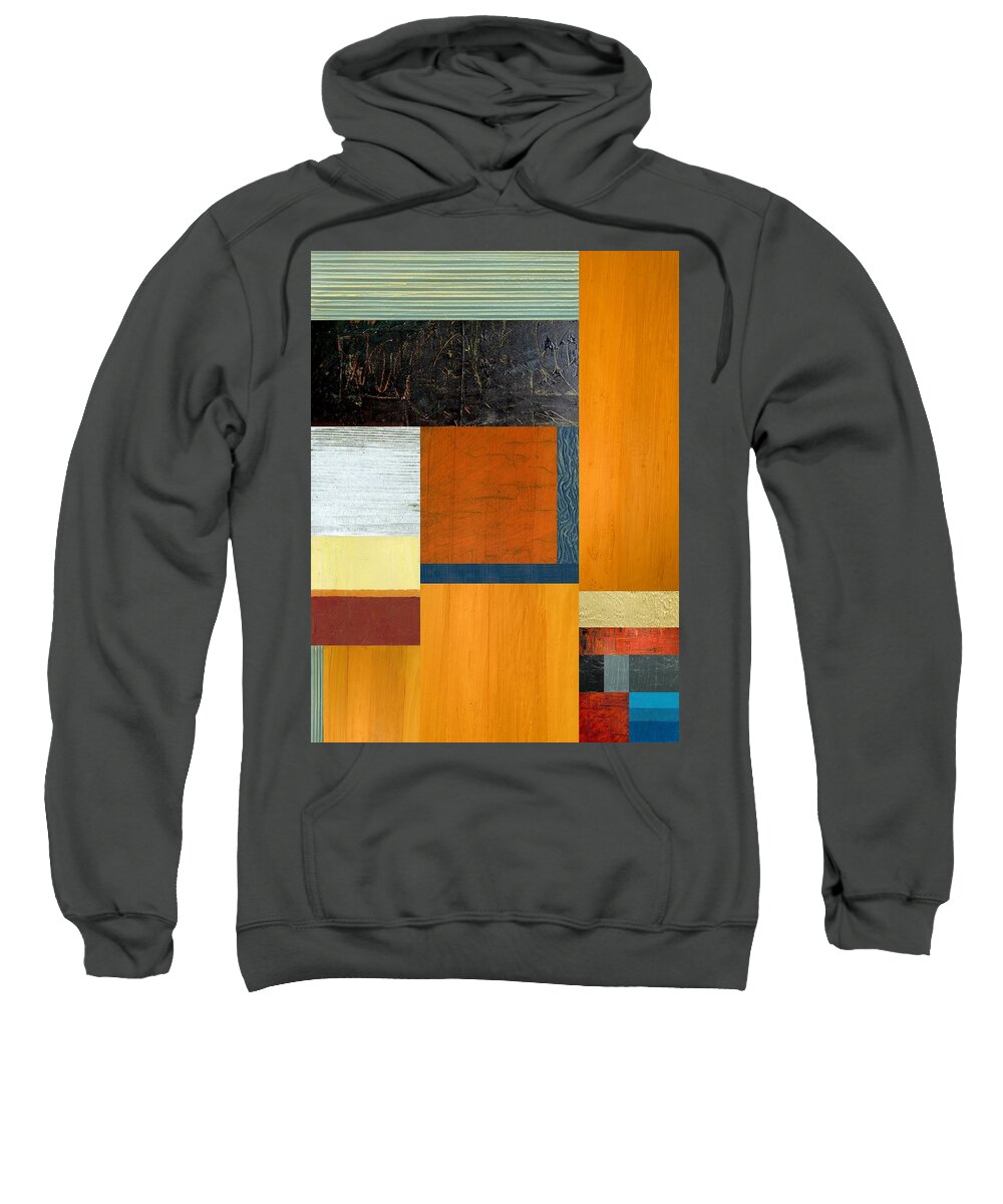 Multicolored Sweatshirt featuring the painting Orange Study with Compliments 2.0 by Michelle Calkins