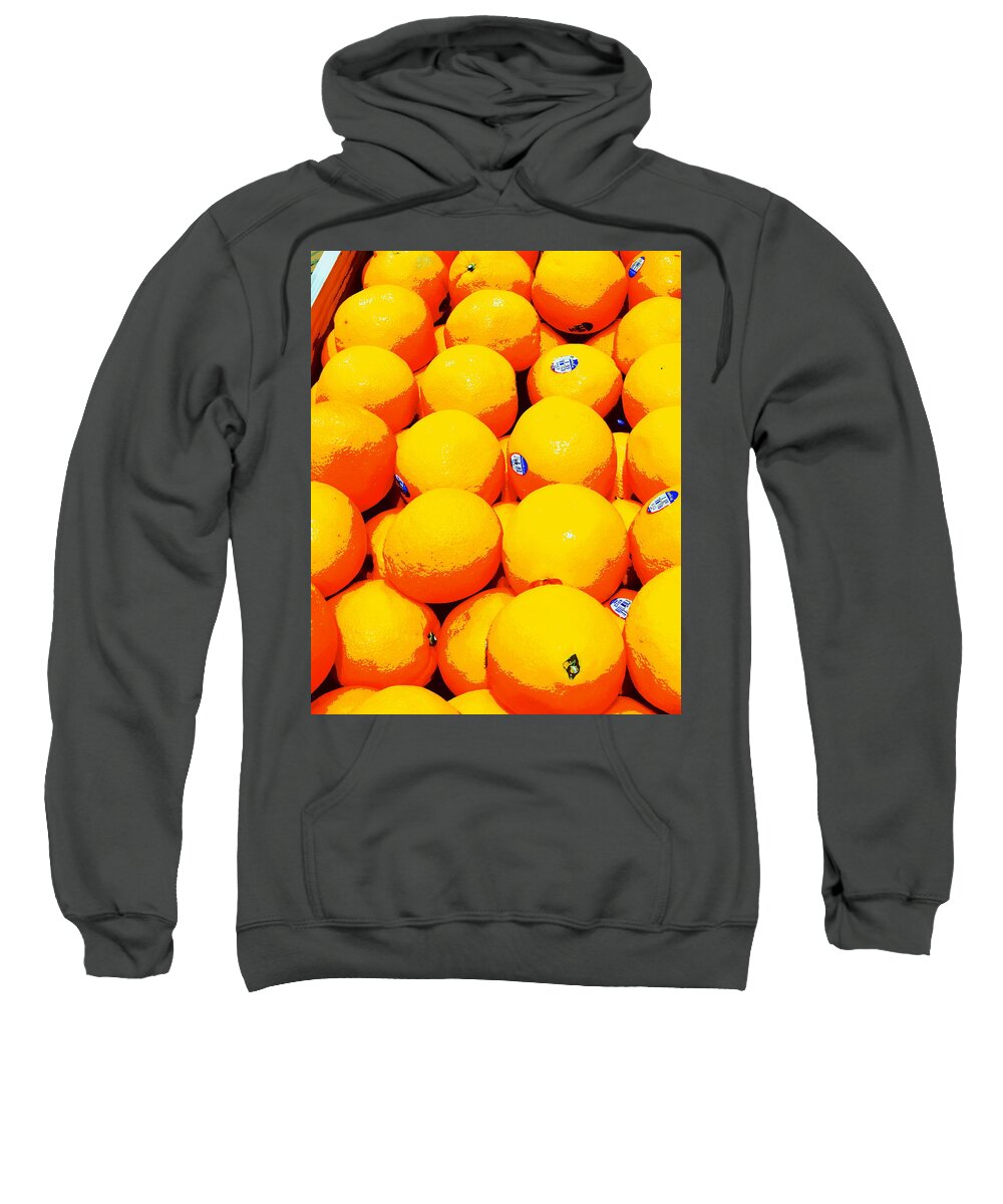 Orange Sweatshirt featuring the digital art Oranges by Katy Hawk
