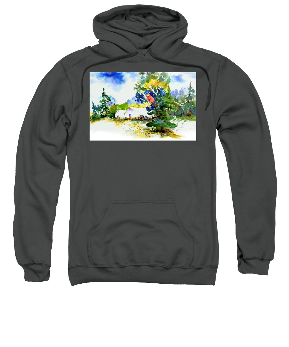 Bear Sweatshirt featuring the painting Orchard Springs Bear by Joan Chlarson