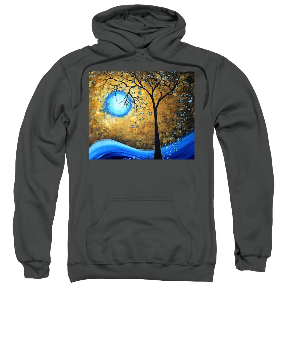 Abstract Sweatshirt featuring the painting Orginal Abstract Landscape Painting BLUE FIRE by MADART by Megan Aroon