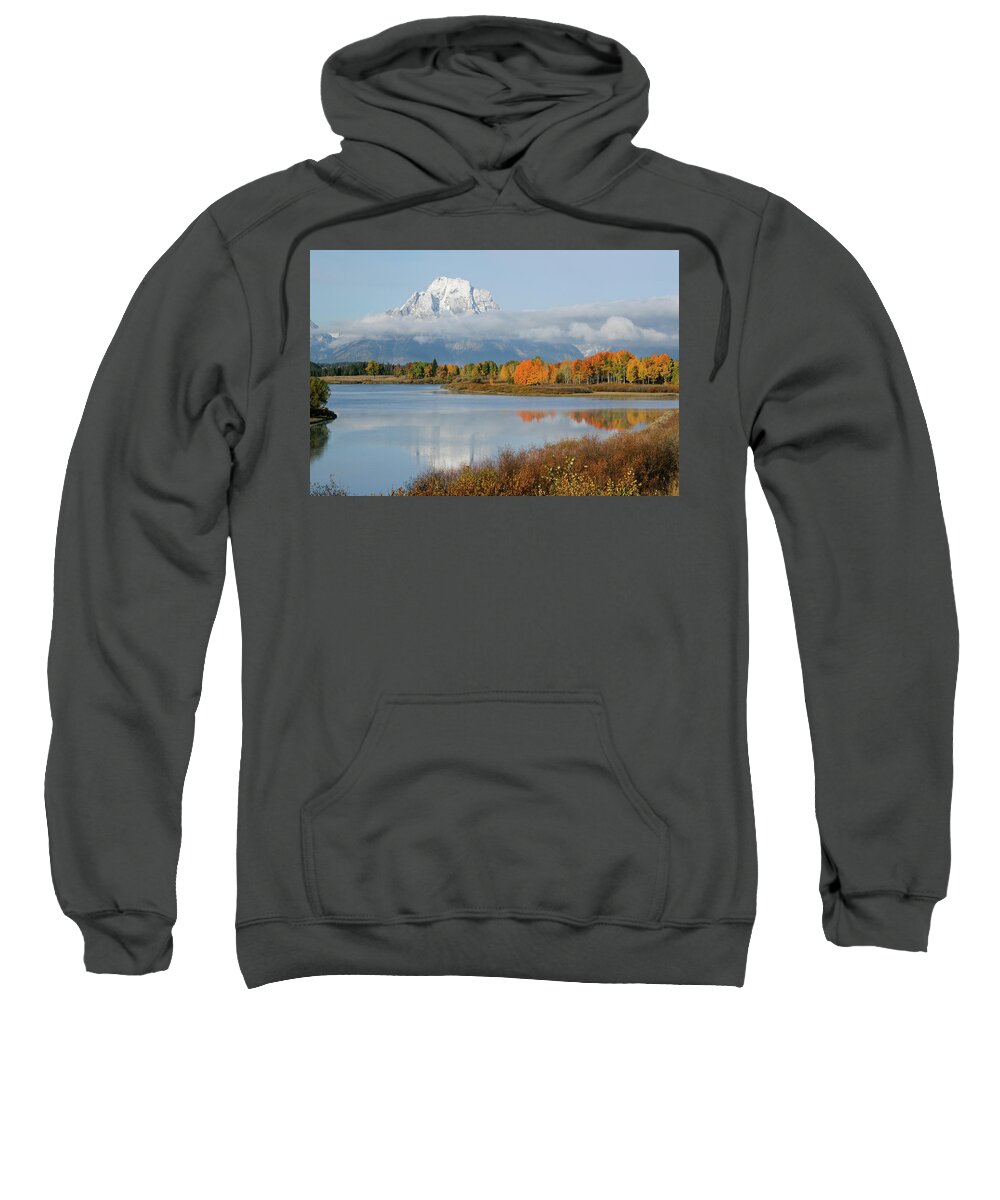 Grand Tetons Sweatshirt featuring the photograph Oxbow Bend by Wesley Aston