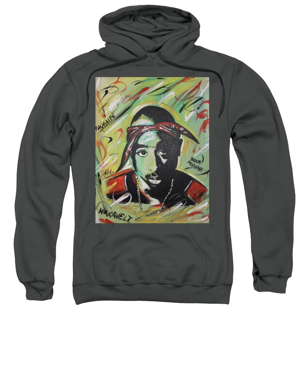 2pac Sweatshirt featuring the painting Pac Mentality by Antonio Moore