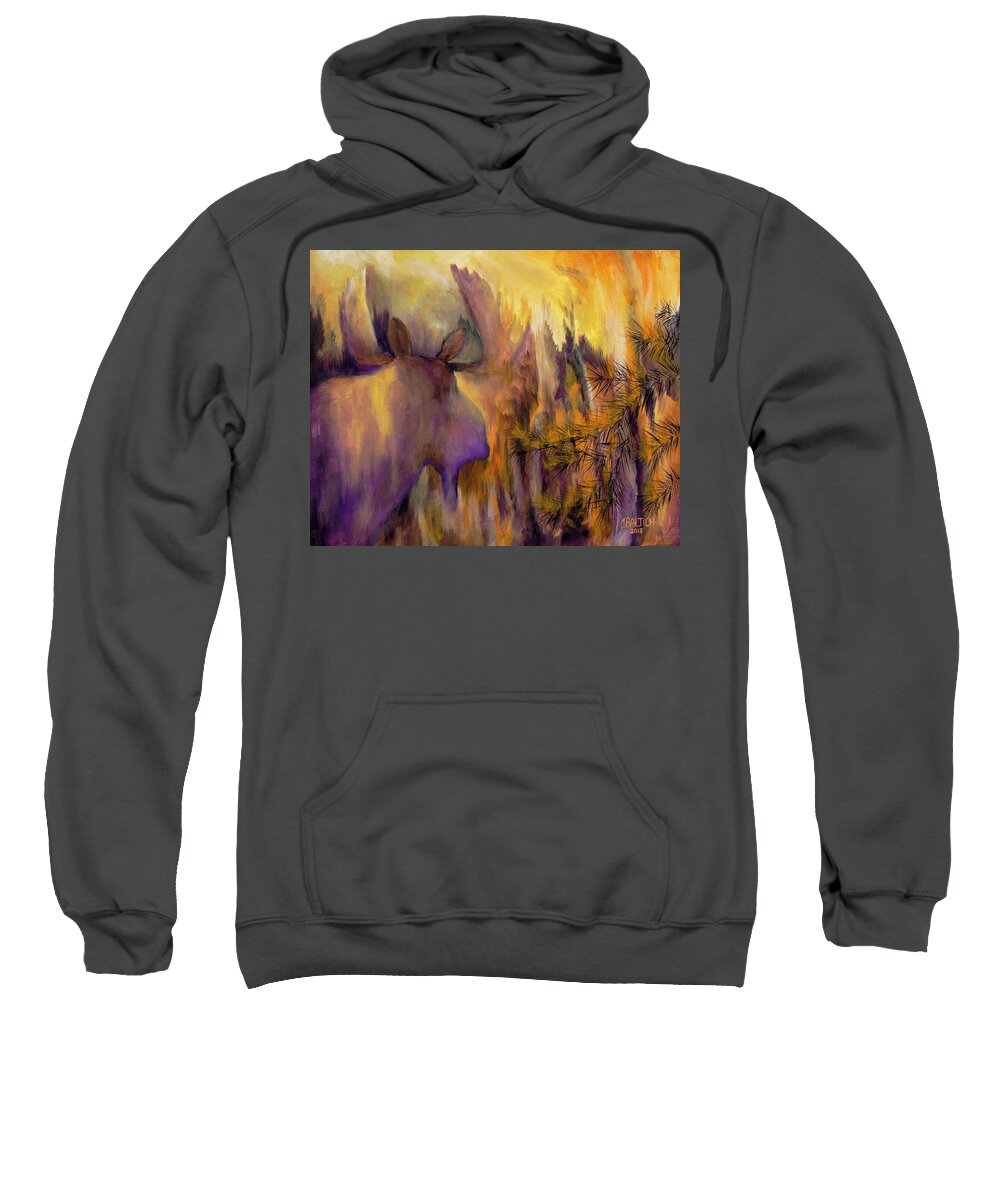 Pagami Fire Sweatshirt featuring the painting Pagami Fading by Joe Baltich