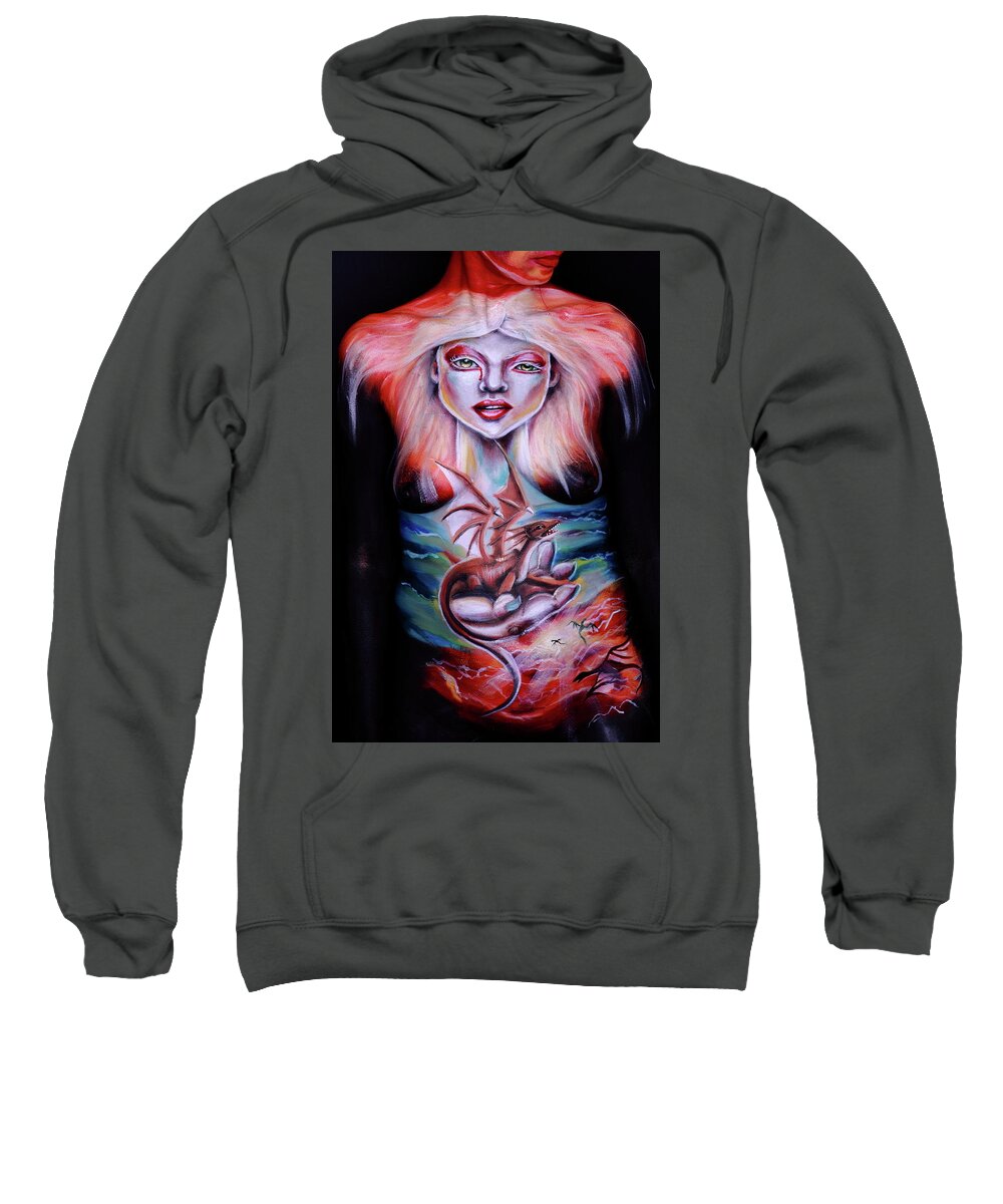 Dragon Sweatshirt featuring the photograph Painful Release by Angela Rene Roberts and Cully Firmin