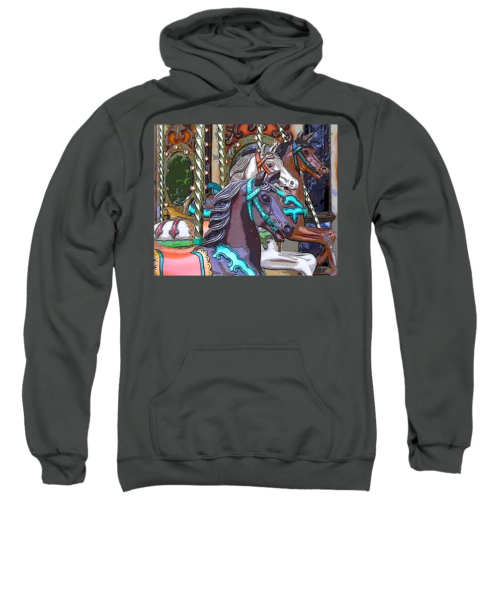 Carousel Sweatshirt featuring the photograph Painted Ponies by Anne Cameron Cutri