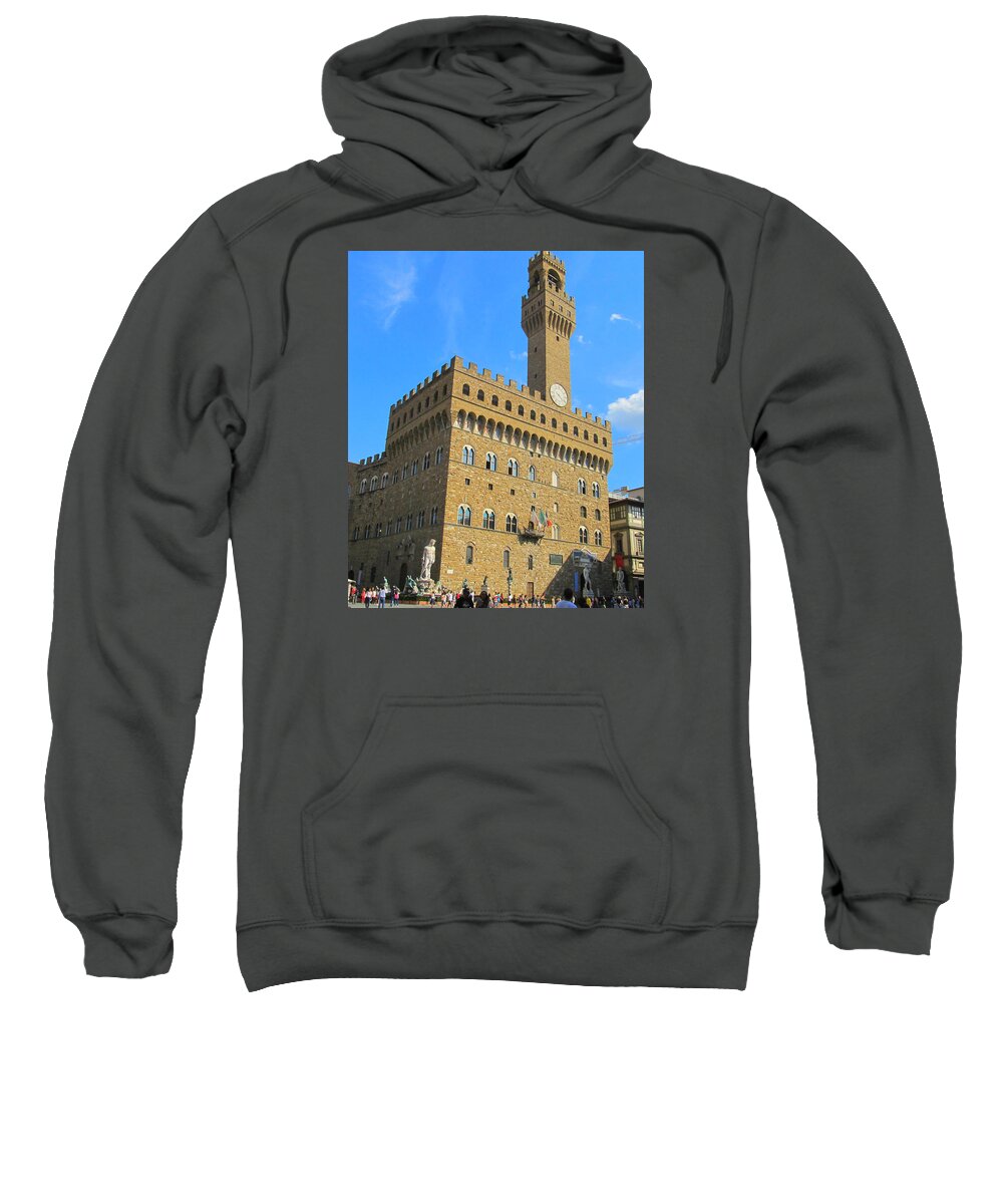 Palazzo Vecchio Florence Italy Tuscany Sweatshirt featuring the painting Palazzo Vecchio Florence by Lisa Boyd