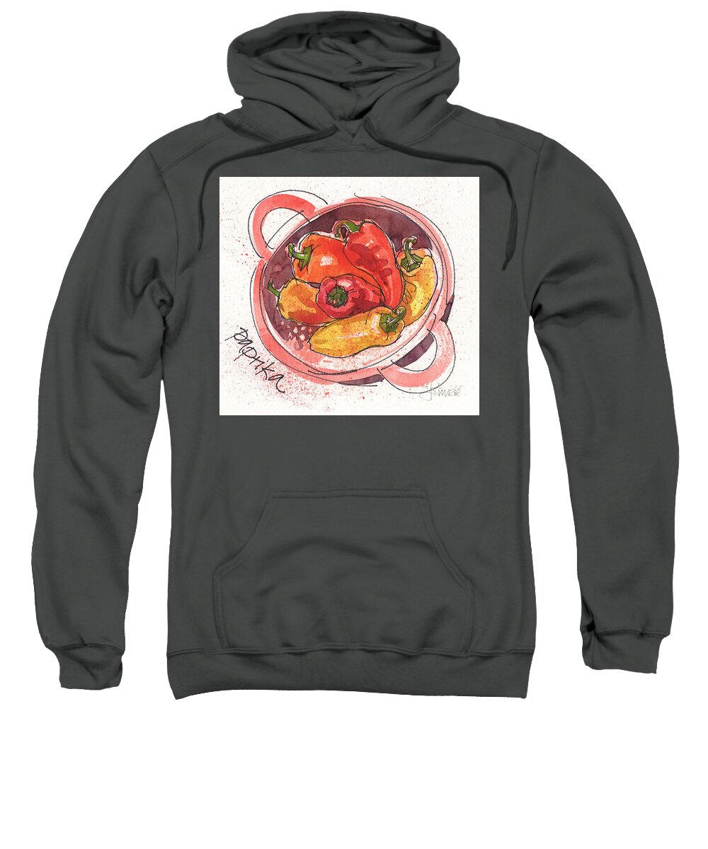 Peppers Sweatshirt featuring the painting Paprika by Judith Kunzle