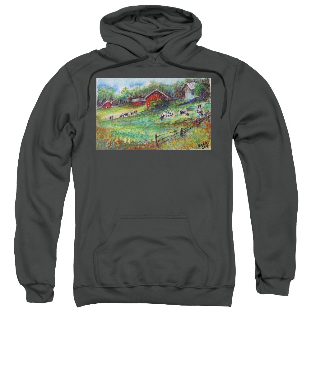 Pasture Sweatshirt featuring the painting Pastel Pasture by Terri Einer